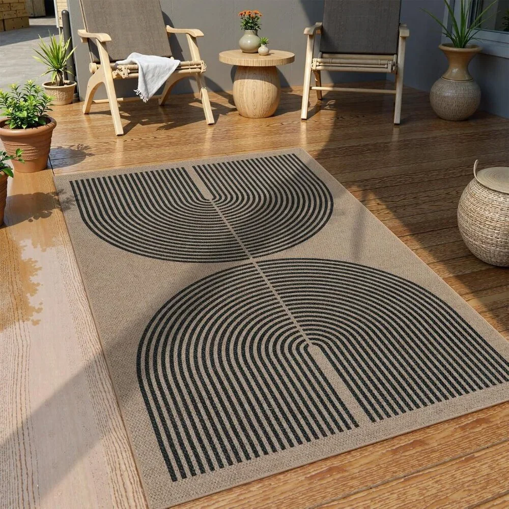 New Modern Rainbow Easy Jute Rug, 3x5 Washable Rugs for Entryway Farmhouse Black